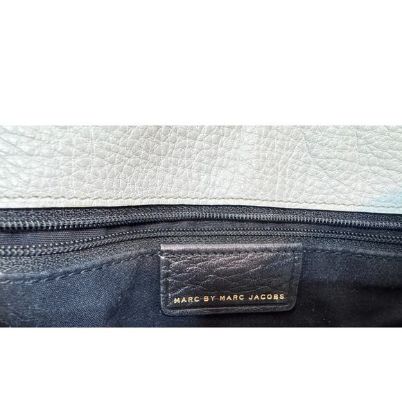 Marc by Marc Jacobs Workwear Leather Crossbody Bag Black White Gold Logo - Picture 6 of 9